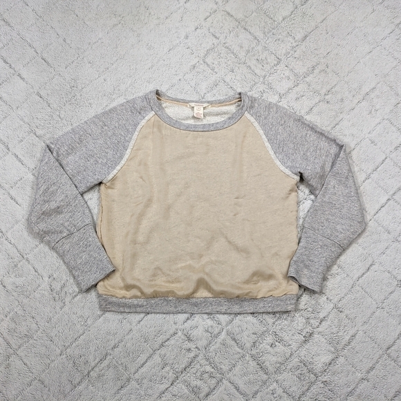 Sundance Sweatshirt Women's Medium Gray Tan Cotton Silk Crewneck Raglan - Picture 1 of 7